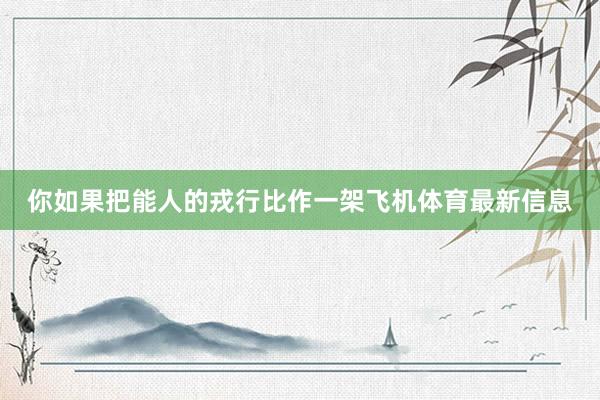 你如果把能人的戎行比作一架飞机体育最新信息
