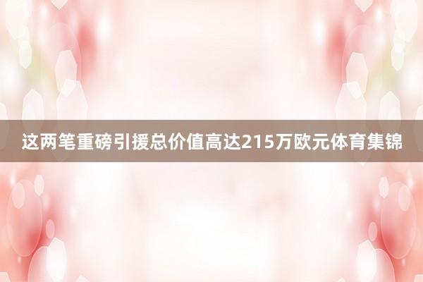 这两笔重磅引援总价值高达215万欧元体育集锦