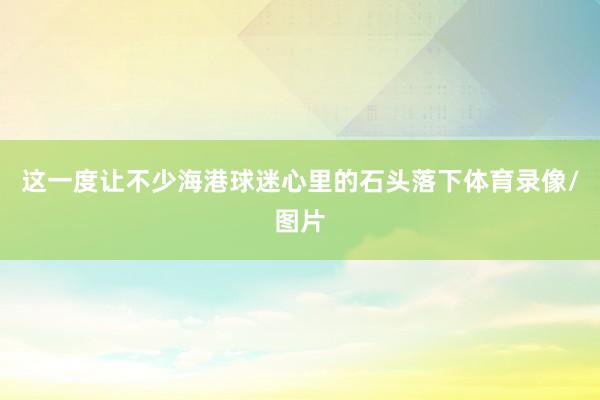 这一度让不少海港球迷心里的石头落下体育录像/图片