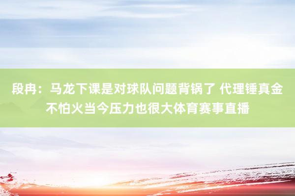 段冉：马龙下课是对球队问题背锅了 代理锤真金不怕火当今压力也很大体育赛事直播