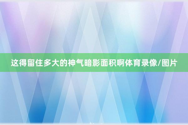 这得留住多大的神气暗影面积啊体育录像/图片