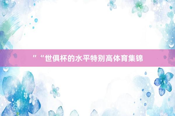 ”“世俱杯的水平特别高体育集锦