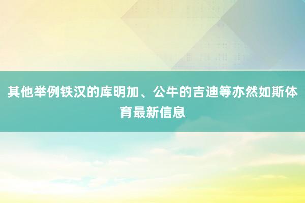 其他举例铁汉的库明加、公牛的吉迪等亦然如斯体育最新信息