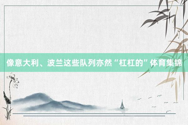 像意大利、波兰这些队列亦然“杠杠的”体育集锦