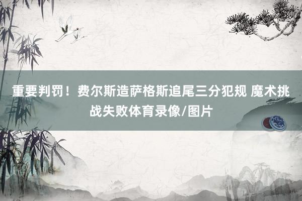 重要判罚！费尔斯造萨格斯追尾三分犯规 魔术挑战失败体育录像/图片