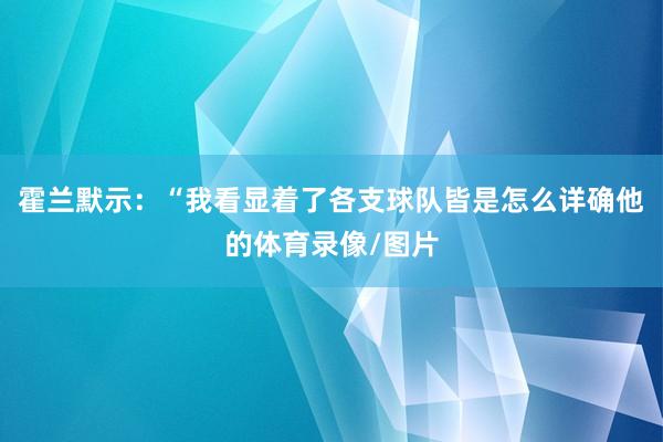 霍兰默示：“我看显着了各支球队皆是怎么详确他的体育录像/图片